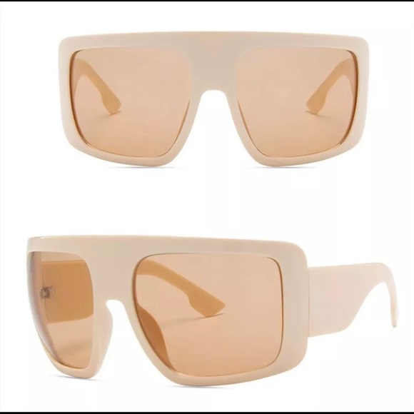 Oversized Cream Vintage Sunglasses - Picture 2 of 6